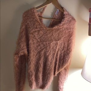 Solid pastel pink Fuzzy sweater, Fashion Nova